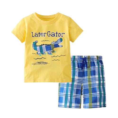Image of Boy Shorts Sets Dinosaur Animal Print Shirt Summer Outfits Set 2pcs Casual Clothes
