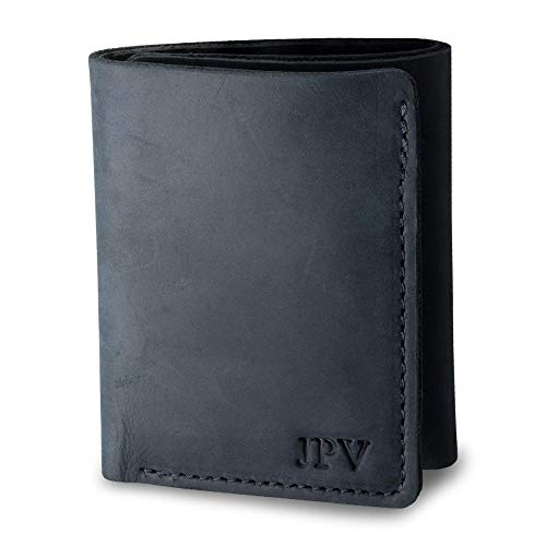 PEGAI Personalized 100% Leather Trifold Wallet For Men - Handmade Minimalist Men's Wallet, Classic Billfold with ID Holder, Credit Card Wallet, Card Holder, Custom Wallets for Men | Kane (Charcoal)