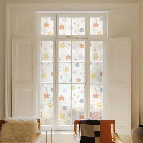 Image of CottonColors 063 Window Film, Blindfold Sheet, Repositionable Window Glass Film, UV Protection, 35.4 x 78.7 inches (90 x 200 cm), No Glue Privacy Glass Film, DIY Stained Glass