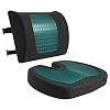 Amazon Basics Comfortable Seat Cushion & Lumbar Support for Office Chairs, Gel Enhanced Memory Foam, Non-Slip, Cooling, Portable, Pack of 2, Rectangular, Black