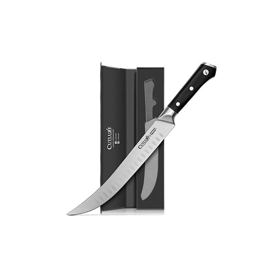 CUTLUXE-Butcher-Knife--10-Cimeter-Breaking-Knife--Forged-High-Carbon-German-Steel--Full-Tang-Razor-Sharp--Ergonomic-Handle-Design--Artisan-Series Cutluxe Butcher Knife – 10″ Cimeter Breaking Knife, Razor Sharp Forged High Carbon German Steel, Full Tang Carving Knife, Ergonomic Handle Design, Grilling Gifts for Men – Artisan Series