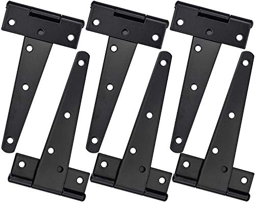 Bisagra de puerta de acero inoxidable Bestzy para vallas de madera o metal hierro inoxidable bisagras puerta bisagras negro con tornillos (4 pulgadas) 6 piezas