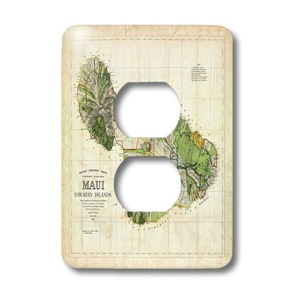 Carte de Maui Hawaii 1885 plaque interrupteur pour salon exotique et chic