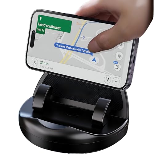 Image of VEROX Universal 360 Degree Car Mobile Holder for Dashboard Non-Slip Silicone Phone Stand for car, Adjustable Angle for Landscape or Portrait View Compatible with All Smartphone- Black