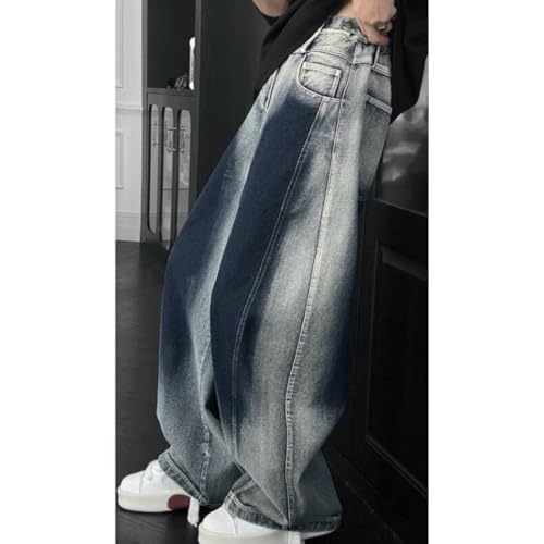 HZCX FASHION Mens Womens Streetwear Y2K Baggy Hip Hop Jeans Wide Leg Washed Denim Pants Skateboard Pants Blade Trousers3