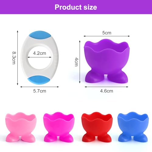 5 X Lustig Eierbecher Set und EIN Eieröffner,Set Silikon Eierbecher,eierbecher Kinder Ostern,Frühstücks Egg Cup,Perfekt Für Gekochte Die Küche,Eier Zum Platzieren Von Kleinen Gegenständen Wie Make-Up – Bild 3