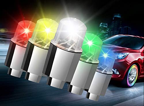 Yinch Led Bike Wheel Lights 8 Pack Car Tire Valve Cap Bicycle Motorcycle Tyre Spoke Flash Lights Waterproof Valve Stems Caps Accessories For Men Women Kids With 10 Extra Batteries(4 Color) #TOP2