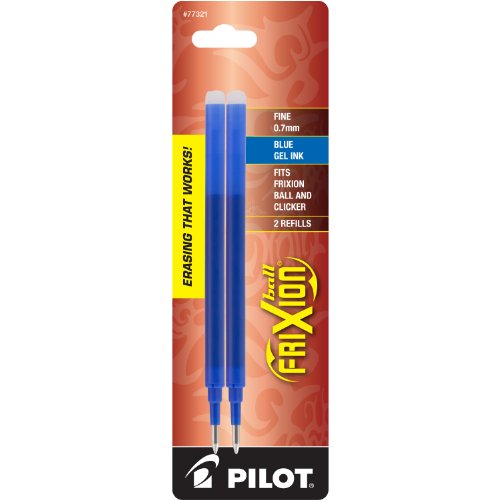 Image of Pilot FriXion Gel Ink Pen Refill, 2-Pack for Erasable Pens, Fine Point, Blue Ink (77321)