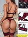 Kaei&Shi Garter Belt Thong Lingerie for Women,Strappy Hollow Out Sexy Lingerie,Underwire Mesh Sheer Matching 4 Piece Lingerie Set Petite Valentine Day Red Velvet Small