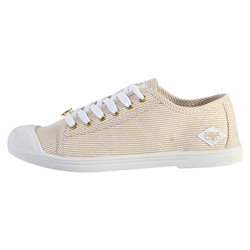 Le Temps des Cerises - BASIC 02 - damskie sneakersy z niskim topem, Taśma złota - 37 EU
