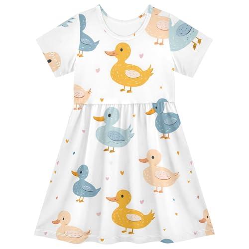 Girls Casual Dresses Cartoon Print Short Sleeve A Line Toddler Summer Dress