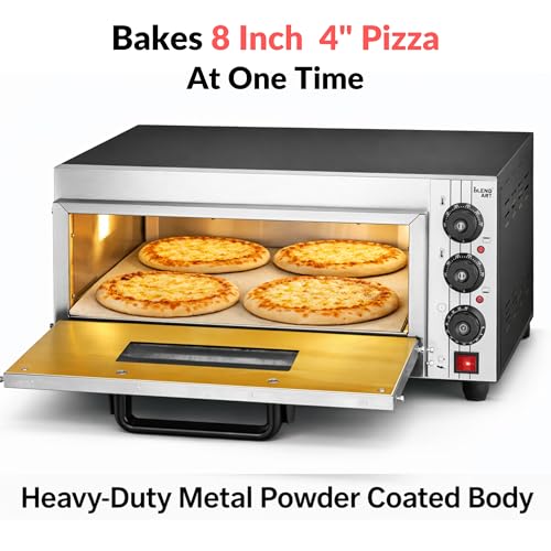 Image of Blend Art Commercial Electric Pizza Oven 2000W | 16x16 Inch Stone | 50-350C Temperature Control |Single Deck Countertop Restaurant, Cafe,Bakery,Cloud kitchen (Metal Body (Black))
