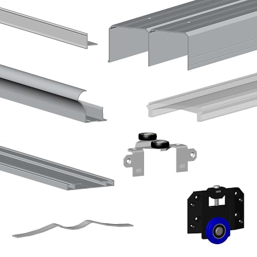 Kit SLID'UP 280 aluminium anodisé argent pour 3 portes de placard coulissantes 18 mm - rail 3 m - 50 kg