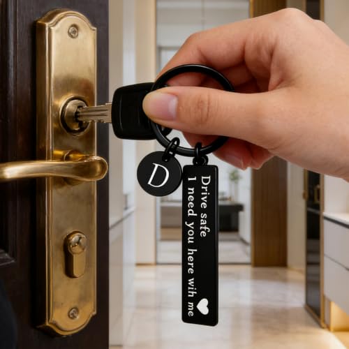 Image of drive safe keychain for him key rings for her men boyfriend