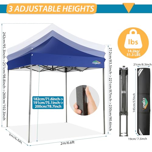 Image of COBIZI 10x20 Pop Up Canopy Tent,Heavy Duty(Dark Blue Gray No Sidewalls)
