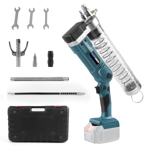 bumxca 充電式 グリスガン キット グリースガン 電動 【マキタ 互換品】12,000PSI 20,000RPM ブラシレスモーター【600cc大容量 150g/min高速注油】コードレス マキタ18Vバッテリー対応 耐高圧透明防爆管 grease gun 掘削機/農業機械/オートバイ/船舶/トラクター メンテナンス 潤滑用 40cmホース付き 日本語取扱説明書【本体のみ バッテリー別売り】 - bumxca - 商品画像