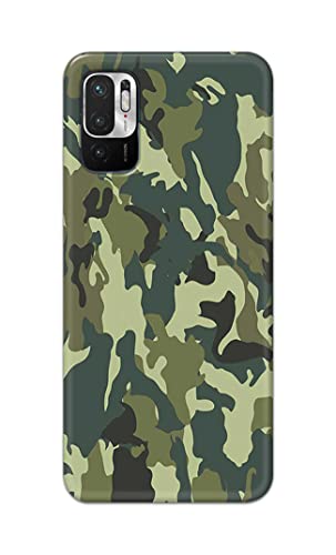 Image of Printed Hard Back Cover Case for Mi Redmi Note 10T 5G | Mi Redmi Note 10 5G Back Cover (Green Army Camouflage) -1803