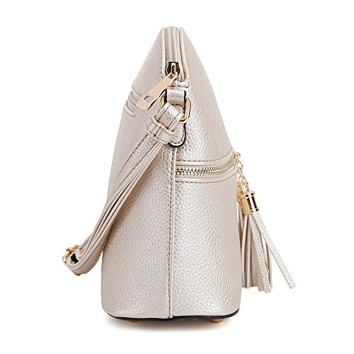 Image of SG SUGU Lunar Lightweight Medium Dome Crossbody Bag Shoulder Bag with Tassel | Zipper Pocket | Adjustable Strap