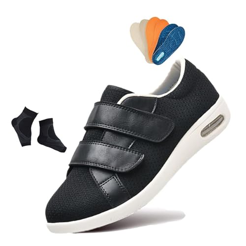 Mens Wide Fit Diabetic Sandals, Orthopedic Adjustable Swollen Feet Non-Slip Diabetic Shoes for Men, Casual Fattening and Widening Plantar Fasciitis Sneakers, for Foot and Heel Pain Relief