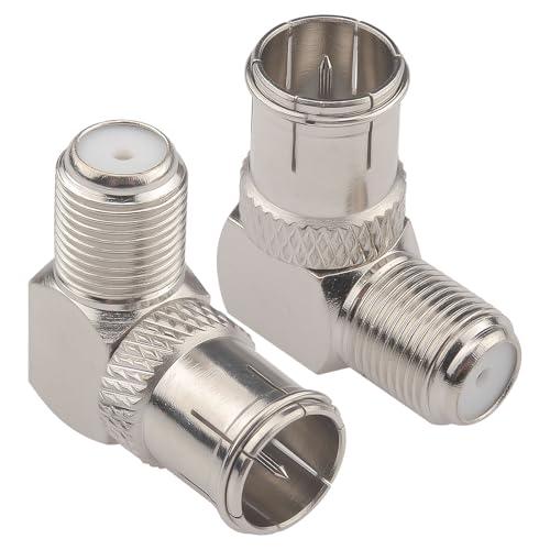 YILIANDUO F-Type Koax Quick Stecker F Quick Stecker auf F Buchse 90 Grad RG6 Koax Adapter für Koaxialkabel, SAT Kabel, RVs, Satellite Dish, Kabel TV mit 2 Stück