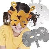 Rayher Rayher 7552200 pappmasché Lot de 3 masques animaux Têtes env. 21 x 17 cm, différents types