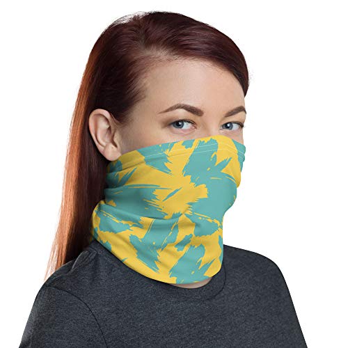 Abstract Brush Art Design Blue Yellow Neck Gaiter3