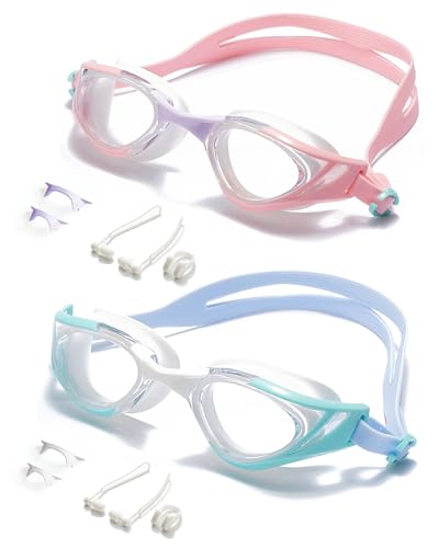 seasprint Swim Goggles, Super Clear View,Goggles Swimming Adult, Suitable for All Kinds of Swimming Programs (Blue+Pink)