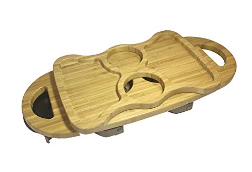 Soporte para vino con 4 copas y 2 botellas de madera miniatura 4
