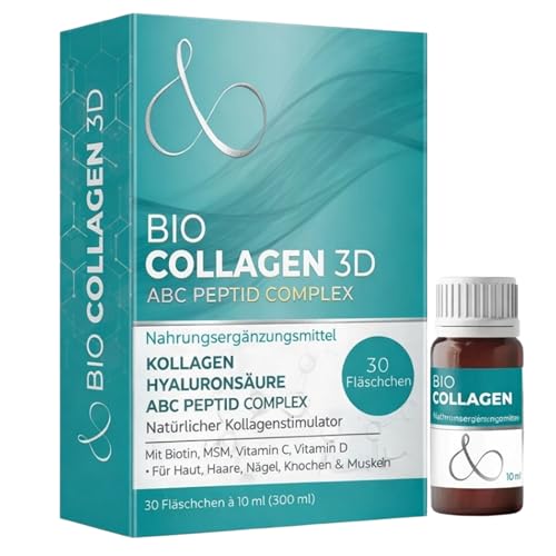 Kollagen zum Trinken – Marine Collagen Hydrolysat mit Hyaluronsäure, Biotin, MSM & Vitamin C – 30 Sticks – Beauty Kollagen für Haut, Haare & Nägel – Collagen Flüssig, Schnell Aufnahme