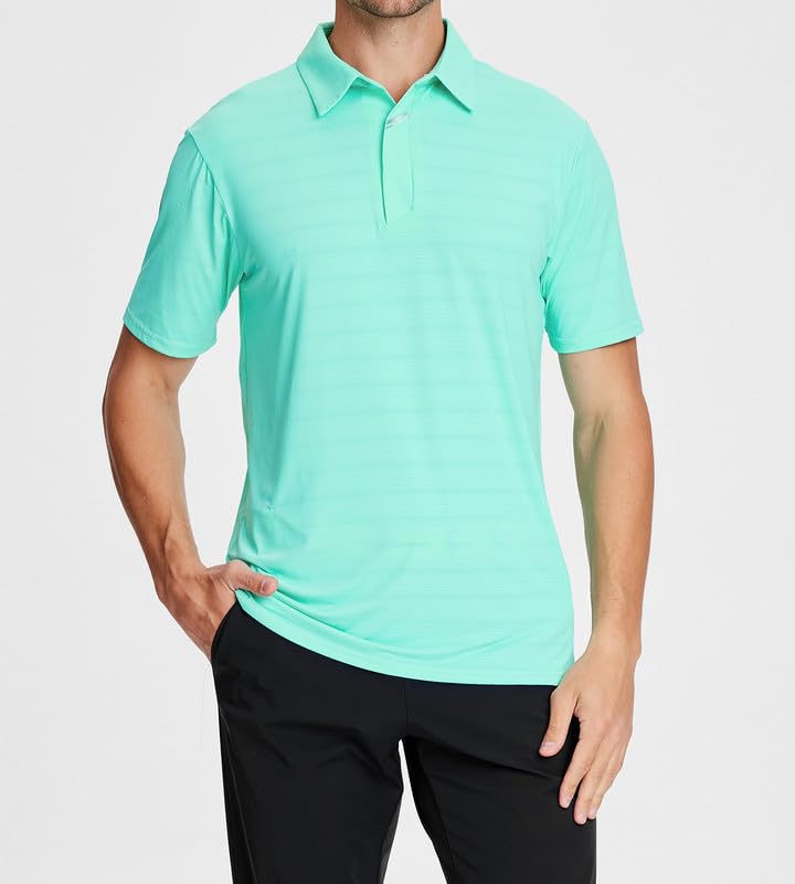 Image of Damipow Premium Golf Shirts for Men Dry Fit Performance Polo Short Sleeve Collared Shirt