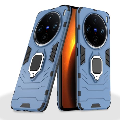 Image of Amazon Basics Back Cover for Vivo X100 Pro 5G| 360 Protection Case| D5 Tough Armor Bumper Case (Blue)