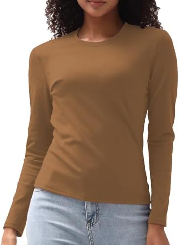 Cotton Long Sleeve Tee Shirts for Women Slim Fit Tshirts Basic To...