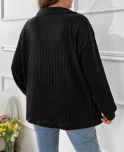 Plus Size Sweater Top for Women Long Sleeve Knit Sweater Blouses3