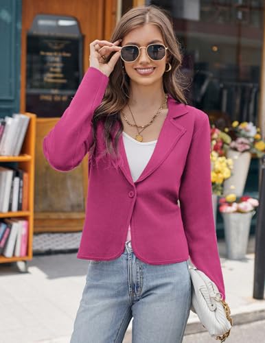 Image of GRACE KARIN Women Sweater Blazer Casual Work Croppped Cardigan Lightweight Button Front Short Knit Blazer Jacket S-XXL