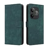 COMAKU Custodia Realme GT6, Cover a libro con blocco RFID, chiusura magnetica, cover per cellulare antiurto -verde