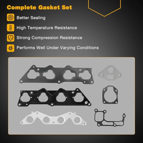Image of HS26236PT-2 Cylinder Head Gasket Set with Bolts for 1.7L D17A1 L4 Engine, Compatible with 2001-2005 Honda Civic LX DX, Replace# HS26236PT HBHO034