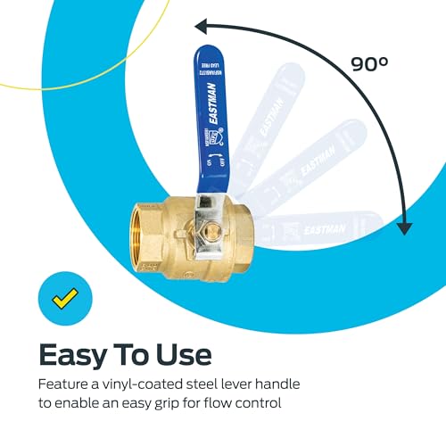 Image of Eastman 1-1 /2 Inch IPS Heavy Duty Full Port Ball Valve, Brass Plumbing Fitting, 20053LF