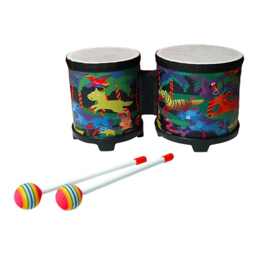Bongo drum de madera hecho a mano con varillas de colores para percusión fluida 7