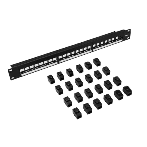Panel de conexión de 24 puertos Cat6 Luocute 1U con acopladores de paso para montaje en rack de 19