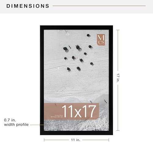 Image of MCS Foundation 11x17 Poster Frame Traditional Black, Vertical & Horizontal Wall Hanging Large Picture Frame for Photos, Posters & Art Prints (1-Pack)