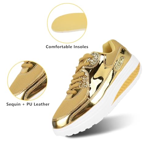 Platform Sneakers for Women Walking Shoes Comfortable All Day Standing Wedge Rocker Bottom 2 inch Thick Air Cushion3