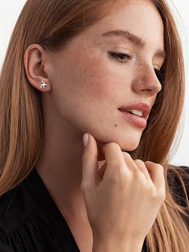 THUNARAZ Hypoallergenic Stud Earrings for Women Sterling Silver Post Earrings for Sensitive Ears Dainty Simple Flower Star Heart Stud Earrings for Women Pierced Earrings Jewelry Gifts3