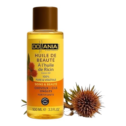 Huile de ricin 100% pure & naturelle – Soin cheveux, cils, sourcils, ongles & barbe – Pressée à froid – Made in France – Dollania – 100 ml Vegan