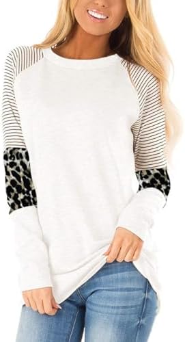 HARHAY 2022 Women’s Leopard Print Color Block Tunic Round Neck Long Sleeve Shirts Striped Causal Blouses Tops HARHAY 2022 Women’s Leopard Print Color Block Tunic Round Neck Long Sleeve Shirts Striped Causal Blouses Tops