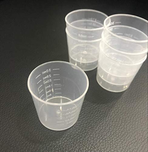 100 vasos plásticos medidores transparentes 30 ml miniatura 3