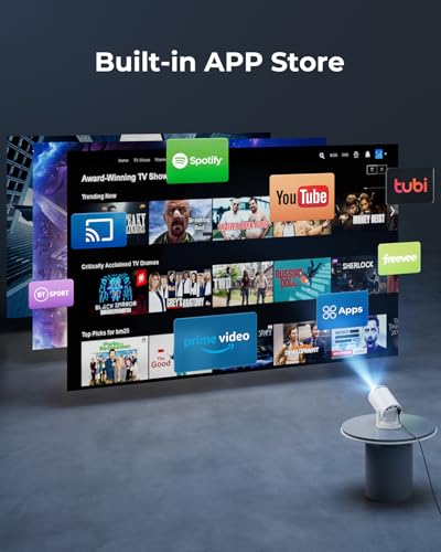 CLOKOWE Mini Projector with WiFi and Bluetooth - Built-in Apps, Smart Portable Projector with 180° Rotation, Auto Keystone, Support 1080P, Compatible with HDMI/USB/TV Stick/Smartphone/Laptop view 2