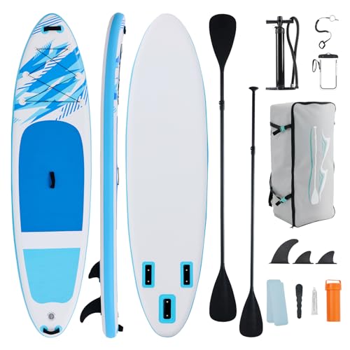 NEWBULIG 33' Inflatable Paddle Board SUP, Stand Up Paddle Board Blow Up with 3 Carry Handles, Non-Slip Deck Pad, Complete Kit with Pump, Leash & Backpack for Beginners/Adults