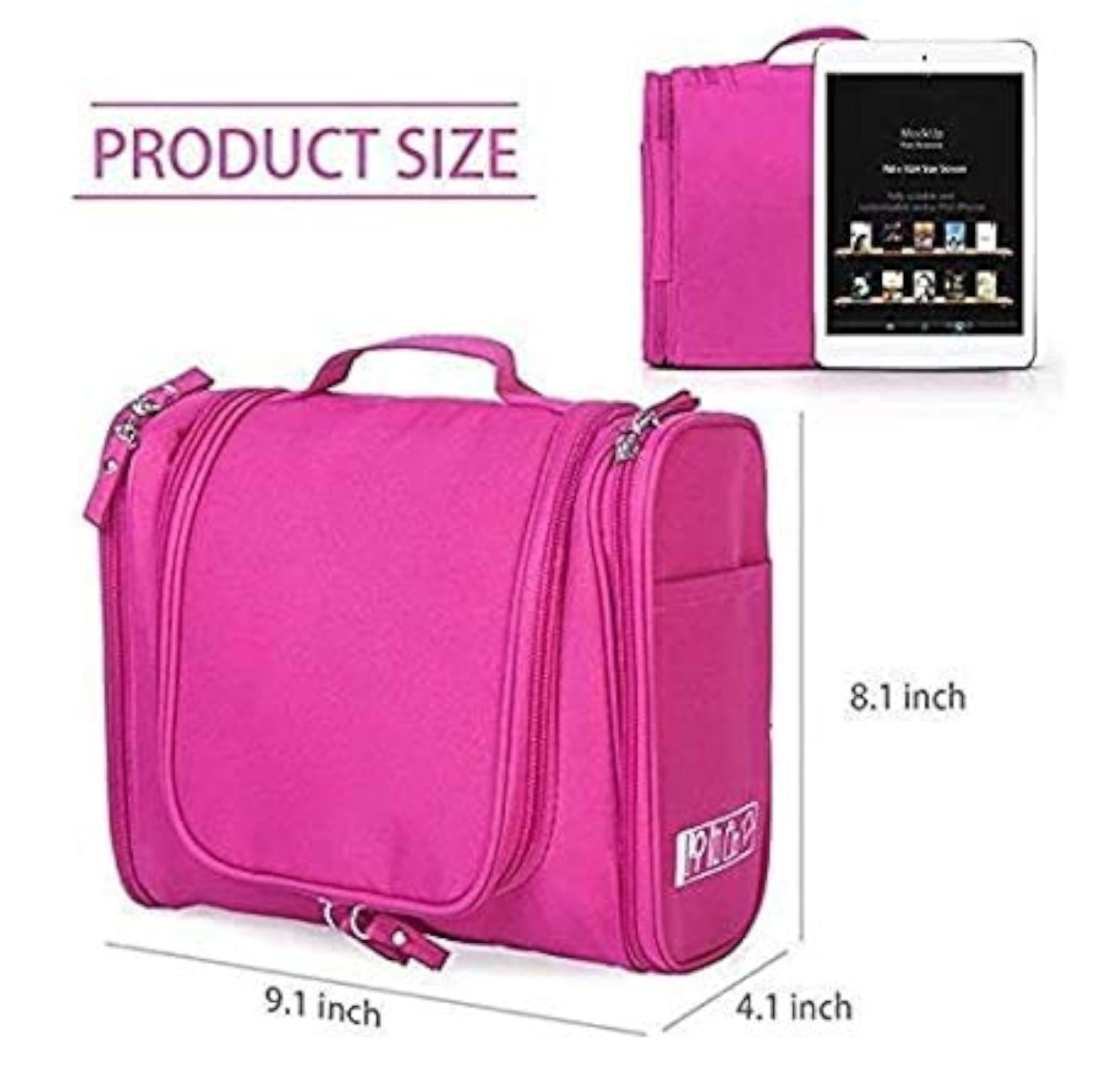 Multifunctional Travel Bag Extra Large Makeup Organiser with Hook, Pink