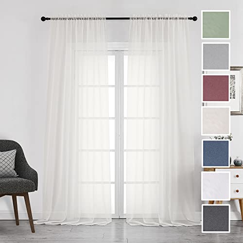Image of Chyhomenyc Ivory Sheer Curtains 108 Inch Long 2 Panels Set, Light Filtering Long Window Treatment Drapes for Living Room Bedroom Canopy, Each 42Wx108L inches, 9 Feet L, Set of 2, Ivory