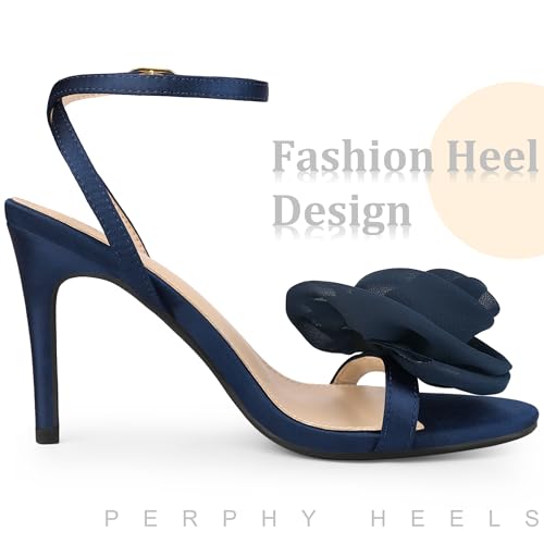 Perphy Flower Heels Satin Stiletto High Heel Sandals for Women4